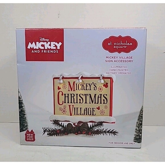 St Nicholas Square Mickeys Christmas Village LED Sign Accessory Disney New 2023 - Picture 1 of 7